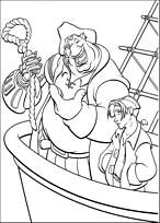 coloriage long john silver apprend a jim a faire des noeuds